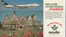 Airline issue postcard - Saudia Boeing 747 - Frankfurt