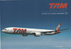 Airline issue postcard - TAM Brasil Boeing 777-300 Airline issue postcard - TAM Brasil Boeing 777-300ER
