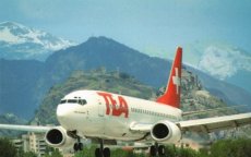 Airline issue postcard - TEA Switzerland Boeing 737-300