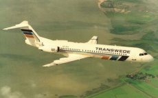 Airline issue postcard - Transwede Fokker 100