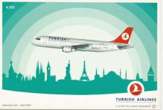 Airline issue postcard - Turkish Airlines Airbus A320-200