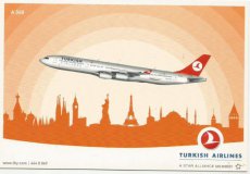 Airline issue postcard - Turkish Airlines A340-300 Airline issue postcard - Turkish Airlines Airbus A340