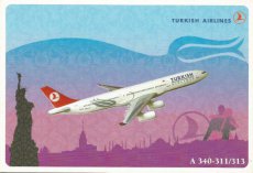 Airline issue postcard - Turkish Airlines Airbus A340-311 / 313