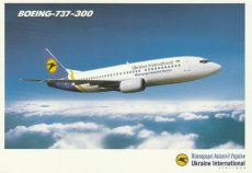 Airline issue postcard - Ukraine Airlines B737-300 Airline issue postcard - Ukraine International Airlines Boeing 737-300