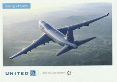 Airline issue postcard - United Airlines B747-400 Airline issue postcard - United Airlines Boeing 747-400