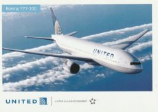 Airline issue postcard - United Airlines Boeing 777-200