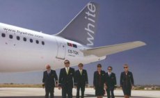 Airline issue postcard - White Airbus A320 crew stewardess