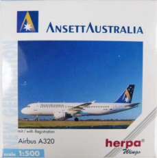 Ansett Australia Airlines Airbus A320 1/500 scale Ansett Australia Airlines Airbus A320 1/500 scale desk model Herpa