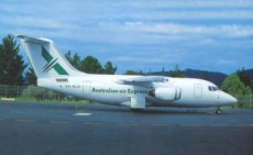 Australian Air Express BAE 146-100QC VH-NJV @ Hobart Tasmania 1996 - postcard