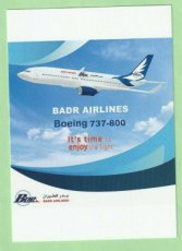 Badr Airlines Boeing 737-800 postcard