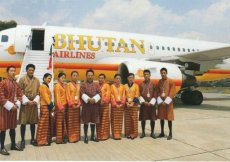 Bhutan Airlines Airbus A319 - Crew Stewardess - postcard