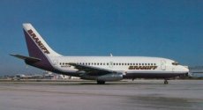 Braniff International Boeing 737-200 N4505W @ Miami 1988 - postcard