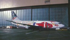 British Airways Boeing 737-200 G-BKYK "Happy Christmas cs" - postcard