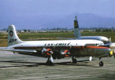 Lan Chile DC-6B CC-CLDB @ Santiago de Chile SCL 1962 - postcard