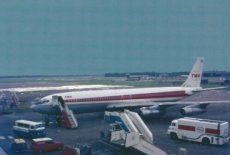 Manchester Airport - TWA Trans World Airlines Boeing 707 N28724 - postcard