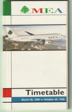 MEA Middle East Airlines Timetable March 28, 1999 - October 30, 1999