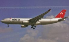 Northwest Airlines Airbus A330-200 N852NW postcard