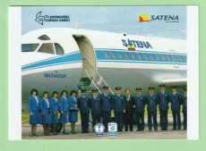 Satena Colombia Fokker F-28 - Crew Stewardess - postcard