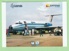 Satena Colombia Fokker F-28 - postcard Satena Colombia Fokker F-28 - postcard