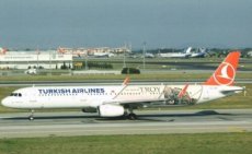 Turkish Airlines Airbus A321 TC-JTP "The Year of Troy cs" @ Istanbul 2018 - postcard