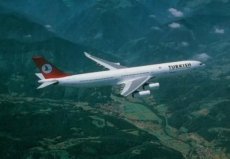 Turkish Airlines Airbus A340-300 TC-JDJ - postcar Turkish Airlines Airbus A340-300 TC-JDJ - postcard