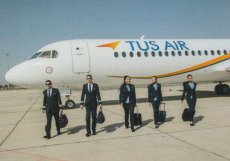 Tus Air Fokker 100 - Crew Stewardess - postcard